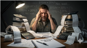 contractor reviewing job estimate on laptop calculating profit margin with Consulting4Contractors